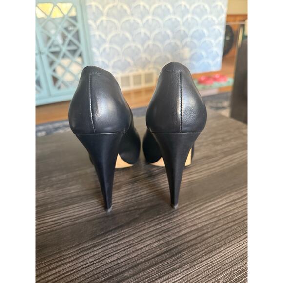 BALLY Black Leather Epira Platform Peep Toe Heels Sz. 7.5 - Picture 7 of 8